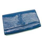 Yves Saint Laurent belle de jour blue patent leather clutch bag