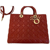 Dior lady dior red leather handbag