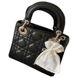 Dior lady dior black leather handbag
