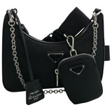 Prada re-nylon black cloth handbag