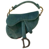 Dior saddle blue velvet handbag