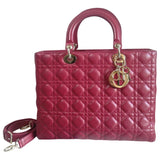 Dior lady dior red leather handbag