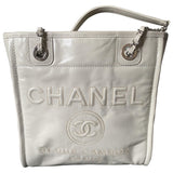 Chanel deauville white leather handbag