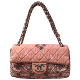Chanel timeless/classique pink cloth handbag