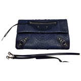 Balenciaga envelop navy python clutch bag