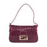 Fendi baguette burgundy patent leather handbag