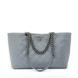 Chanel timeless/classique grey leather handbag