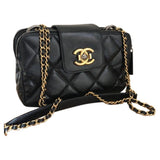 Chanel camera black leather handbag