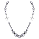Chanel cc grey metal necklaces