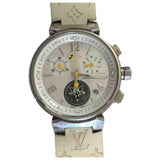 Louis Vuitton tambour chronographe white steel watch