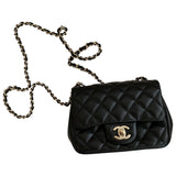 Chanel timeless/classique black leather handbag