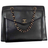 Chanel timeless/classique black leather handbag