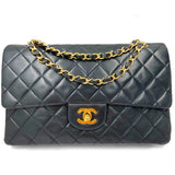 Chanel timeless/classique black leather handbag