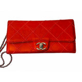 Chanel timeless/classique red leather clutch bag