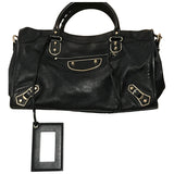 Balenciaga classic metalic black leather handbag
