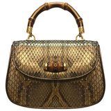 Gucci bamboo gold python handbag