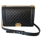 Chanel boy black leather handbag