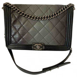 Chanel boy grey leather handbag