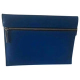 Victoria Beckham blue leather clutch bag