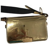 Off-white binder gold leather handbag