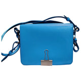 Off-white binder blue leather handbag