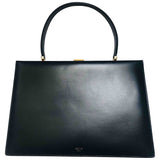 Celine clasp black leather handbag