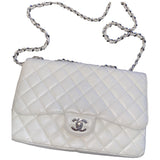Chanel timeless/classique white leather handbag