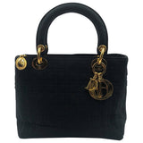 Dior lady dior black cloth handbag