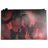 Prada red leather clutch bag