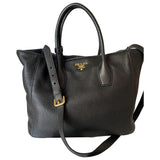 Prada bibliothèque black leather handbag