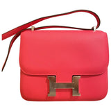Hermès constance pink leather handbag