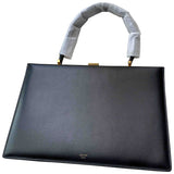 Celine clasp black leather handbag