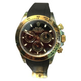 Rolex daytona black gold and steel watch