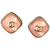 Chanel cc pink glass earrings