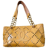 Chanel camel patent leather handbag