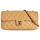 Chanel timeless/classique beige leather handbag
