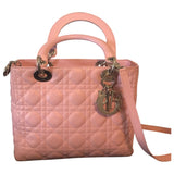 Dior lady dior pink leather handbag