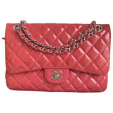 Chanel timeless/classique pink patent leather handbag