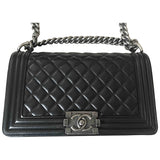 Chanel boy black leather handbag