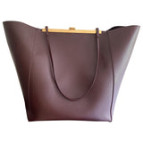 Celine clasp burgundy leather handbag