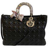 Dior lady dior black leather handbag
