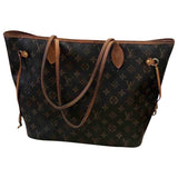 Louis Vuitton neverfull brown cloth handbag