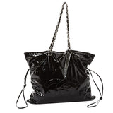 Chanel black patent leather handbag