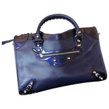 Balenciaga city blue leather handbag