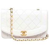 Chanel diana white leather handbag