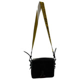 Off-white binder black leather handbag