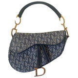 Dior saddle blue cotton handbag
