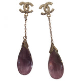 Chanel cc silver metal earrings