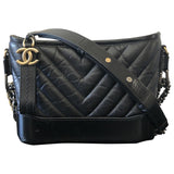 Chanel gabrielle black leather handbag