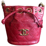 Chanel red leather handbag